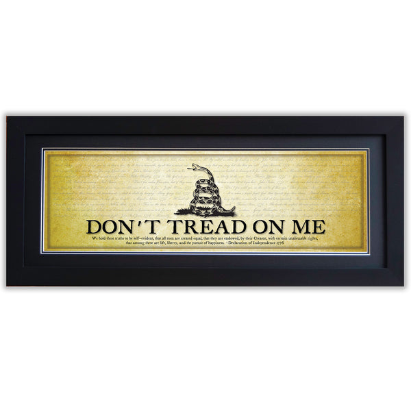 Don't Tread on Me - Framed 2” Black Double Matted, Flat Molding 11 ¾" x 36"