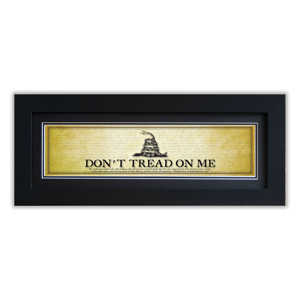 Don't Tread on Me - Framed 2" Black Double Matted, Flat Molding 6" x 24"