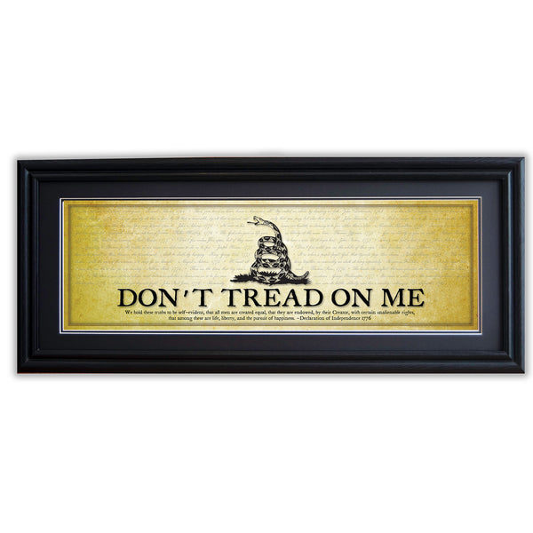 Don't Tread on Me - Framed 2” Black Double Matted, Grooved Molding 11 ¾" x 36"