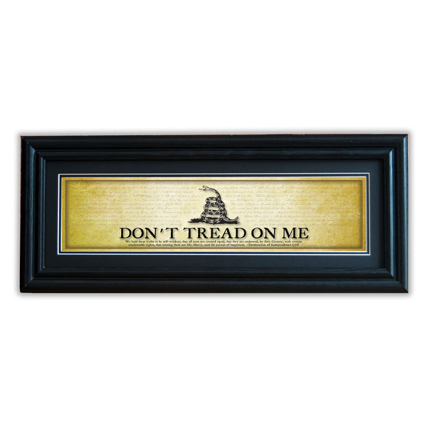 Don't Tread on Me - Framed 2" Black Double Matted, Grooved Molding 6" x 24"
