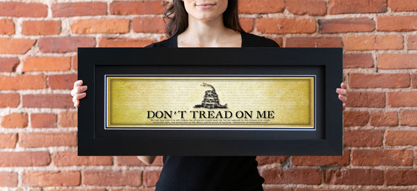 Don't Tread on Me - Framed 2" Black Double Matted, Flat Molding 6" x 24"