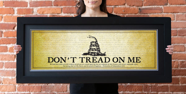 Don't Tread on Me - Framed 2” Black Double Matted, Flat Molding 11 ¾" x 36"
