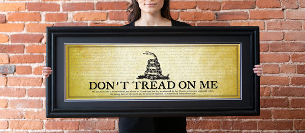 Don't Tread on Me - Framed 2” Black Double Matted, Grooved Molding 11 ¾" x 36"