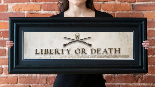 Liberty or Death - Framed 2" Black Double Matted, Grooved Molding 6" x 24"