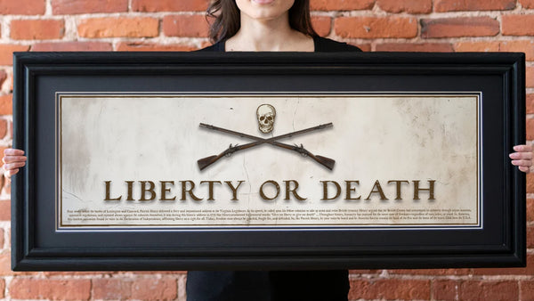 Liberty or Death - Framed 2” Black Double Matted, Grooved Molding 11 ¾" x 36"
