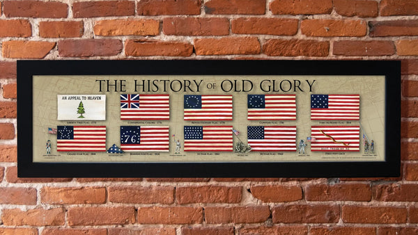 The History of Old Glory - Framed 1", printed with a matte finish, 6" x 24"