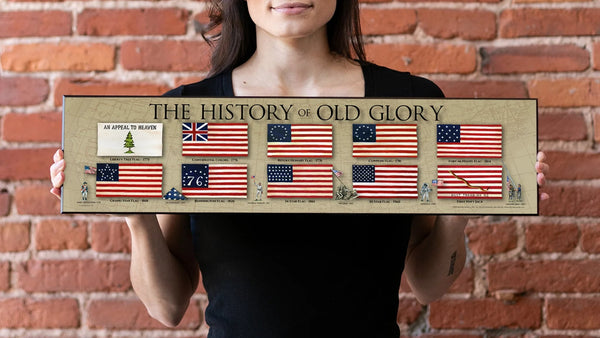 The History of Old Glory - Plaque - Beveled Edge with a pebble textured finish 6" x 24"
