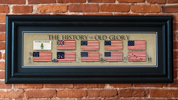 The History of Old Glory - Framed 2" Black Double Matted, Grooved Molding 6" x 24"