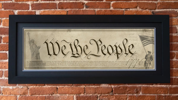We The People - Framed 2” Black Double Matted, Flat Molding 11 ¾" x 36"