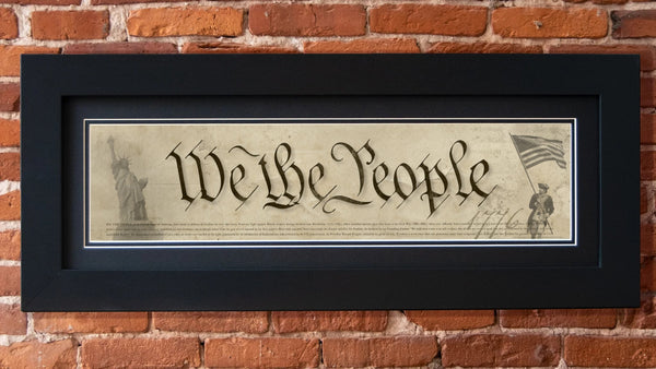 We The People - Framed 2" Black Double Matted, Flat Molding 6" x 24"