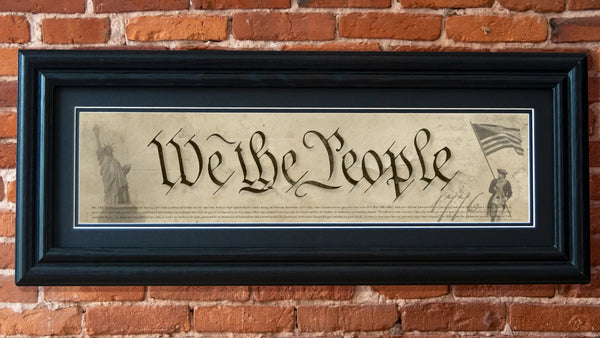 We The People - Framed 2" Black Double Matted, Grooved Molding 6" x 24"
