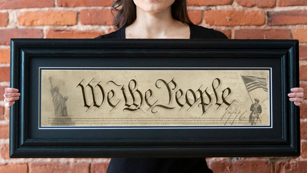 We The People - Framed 2" Black Double Matted, Grooved Molding 6" x 24"