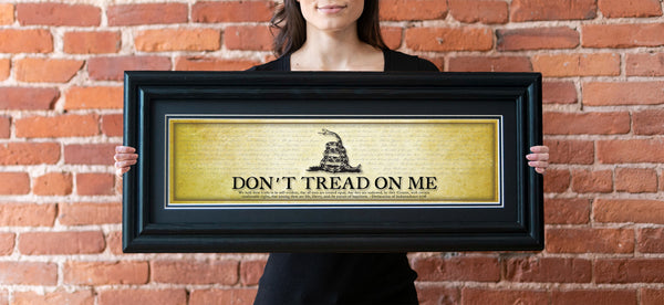 Don't Tread on Me - Framed 2" Black Double Matted, Grooved Molding 6" x 24"