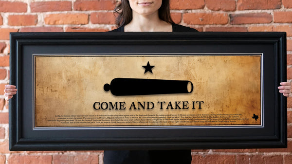 Come and Take It - Framed 2” Black Double Matted, Grooved Molding 11 ¾" x 36"