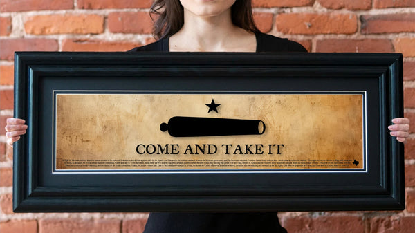 Come and Take It - Framed 2" Black Double Matted, Grooved Molding 6" x 24"