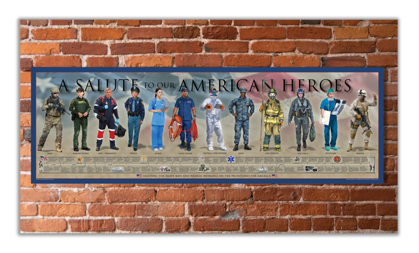 A Salute to our American Heroes - Unframed 11 ¾" x 36"