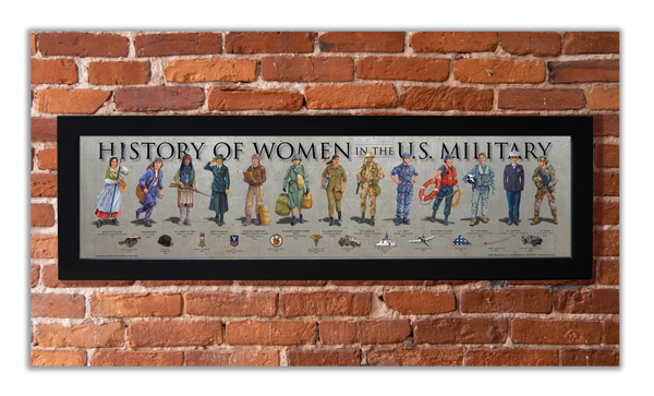 History of Women in the U.S. Military - Framed 1", printed with a matte finish, 6" x 24"