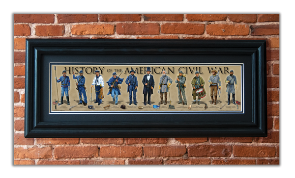 History of the American Civil War - Framed 2" Black Double Matted, Grooved Molding 6" x 24"