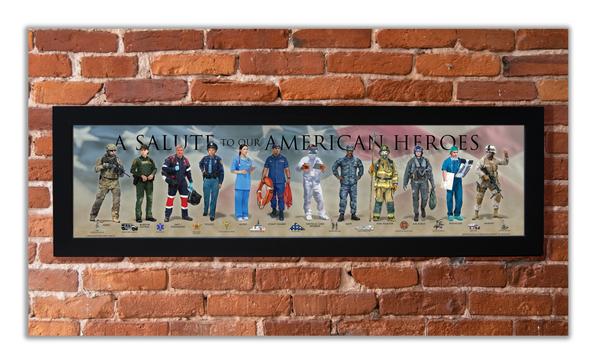 A Salute to our American Heroes - Framed 1", printed with a matte finish, 6" x 24"
