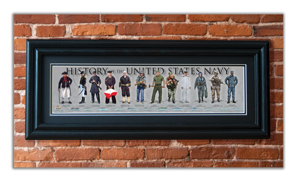 History of the United States Navy - Framed 2" Black Double Matted, Grooved Molding 6" x 24"