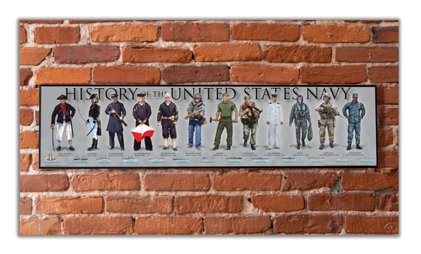 History of the United States Navy - Plaque - Beveled Edge with a pebble textured finish 6" x 24"