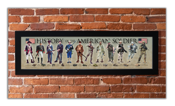 History of the American Soldier - Framed 1", printed with a matte finish, 6" x 24"