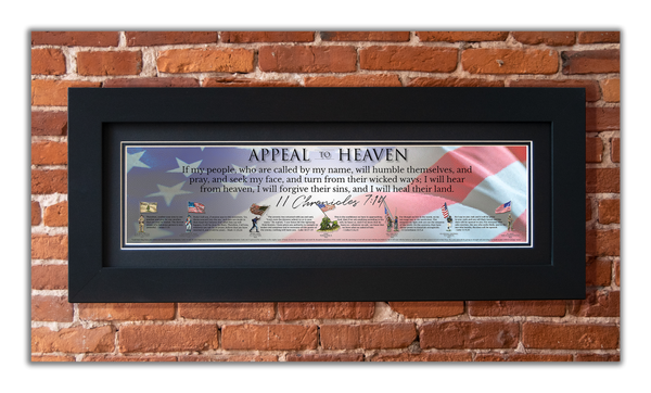 Appeal to Heaven - Framed 2" Black Double Matted, Flat Molding 6" x 24"