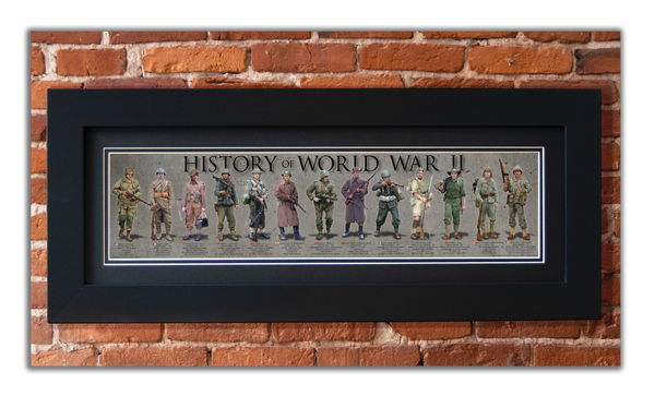 History of World War II - Framed 2" Black Double Matted, Flat Molding 6" x 24"