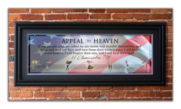 Appeal to Heaven - Framed 2” Black Double Matted, Grooved Molding 11 ¾" x 36"