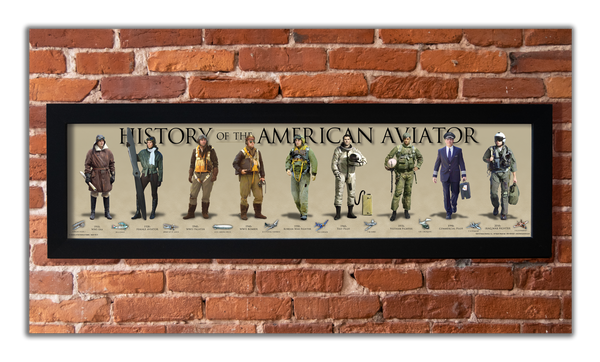 History of the American Aviator - Framed 1", printed with a matte finish, 6" x 24"