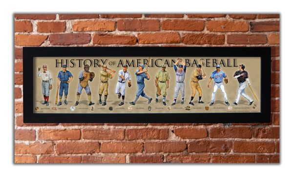 History of American Baseball - Framed 1", printed with a matte finish, 6" x 24"