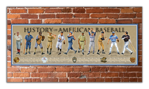 History of American Baseball - Unframed 11 ¾" x 36"