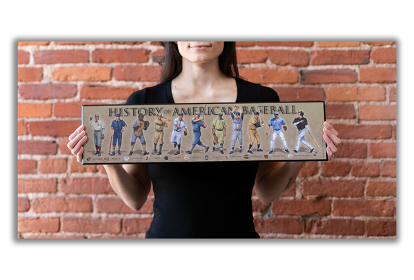 History of American Baseball - Plaque - Beveled Edge with a pebble textured finish 6" x 24"