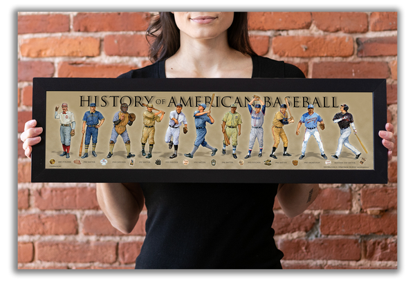 History of American Baseball - Framed 1", printed with a matte finish, 6" x 24"