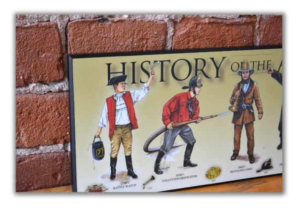 History of the American Firefighter - Plaque - Beveled Edge with a pebble textured finish 6" x 24"