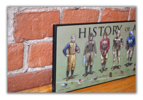 History of American Football - Plaque - Beveled Edge with a pebble textured finish 6" x 24"
