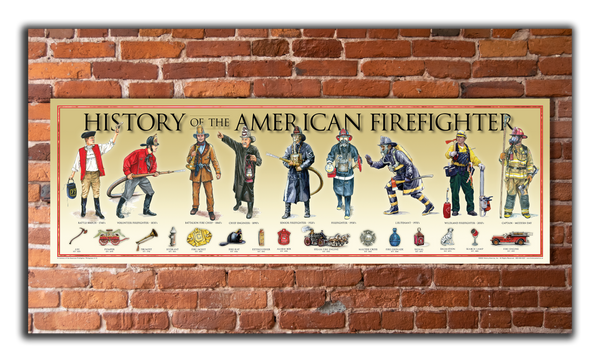 History of the American Firefighter - Unframed 11 ¾" x 36"