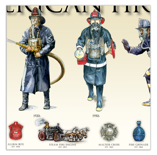 History of the American Firefighter - Unframed 11 ¾" x 36"