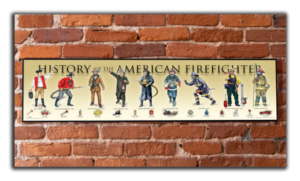 History of the American Firefighter - Plaque - Beveled Edge with a pebble textured finish 6" x 24"