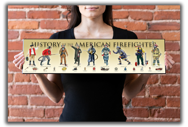 History of the American Firefighter - Plaque - Beveled Edge with a pebble textured finish 6" x 24"