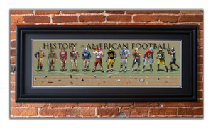 Football - Framed 2” Black Double Matted, Grooved Molding 11 ¾" x 36”