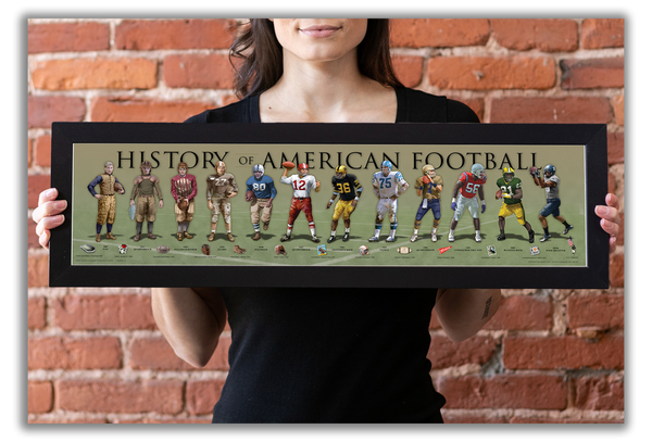 History of American Football - Framed 1", printed with a matte finish, 6" x 24"
