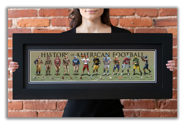 Football - Framed 2” Black Double Matted, Flat Molding 6" x 24”