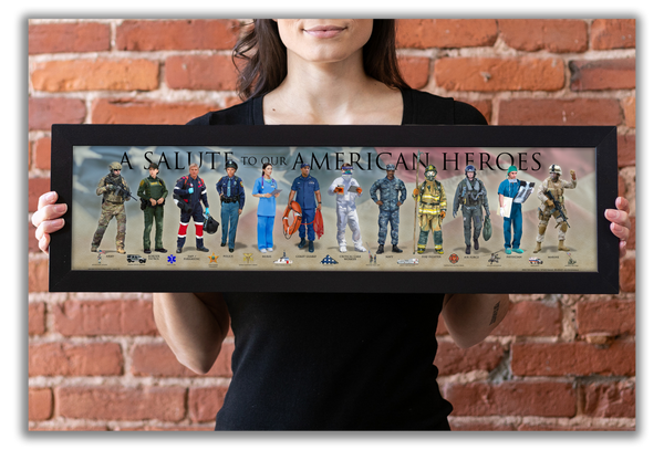 A Salute to our American Heroes - Framed 1", printed with a matte finish, 6" x 24"