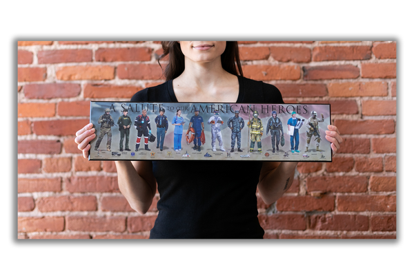 A Salute to our American Heroes - Plaque - Beveled Edge with a pebble textured finish 6" x 24"