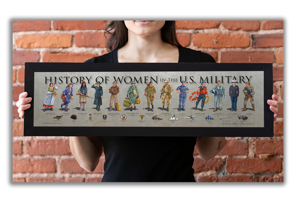 History of Women in the U.S. Military - Framed 1", printed with a matte finish, 6" x 24"