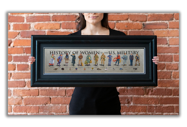History of Women in the U.S. Military - Framed 2" Black Double Matted, Grooved Molding 6" x 24"