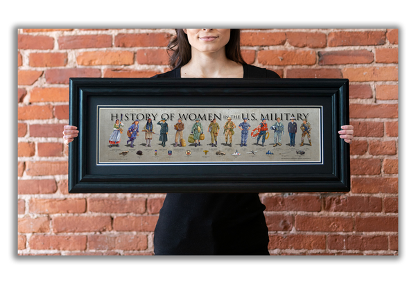 Women in Military - Framed 2” Black Double Matted, Grooved Molding 6"x24”