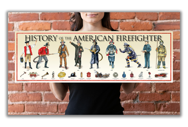 History of the American Firefighter - Unframed 11 ¾" x 36"