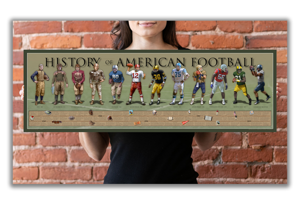History of American Football - Unframed 11 ¾" x 36"